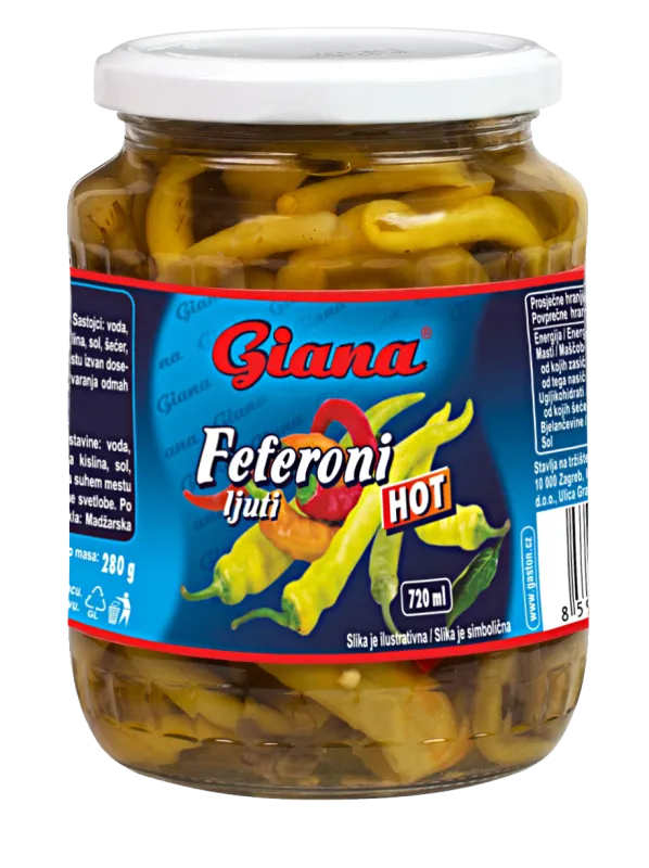 Pickeled pepperoni pepper hot 650/240g, Giana