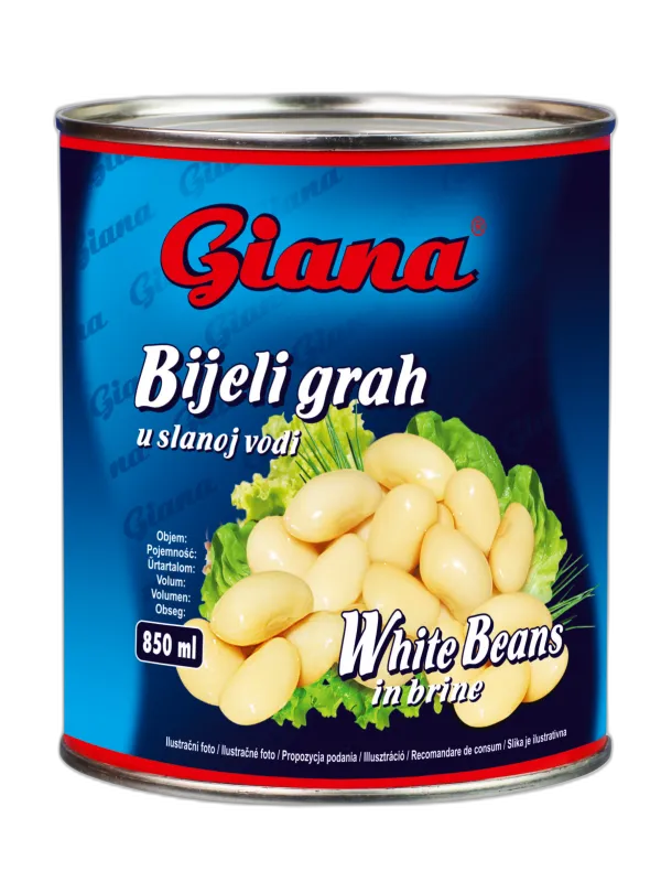 White beans in salted brine 800/480g, Giana