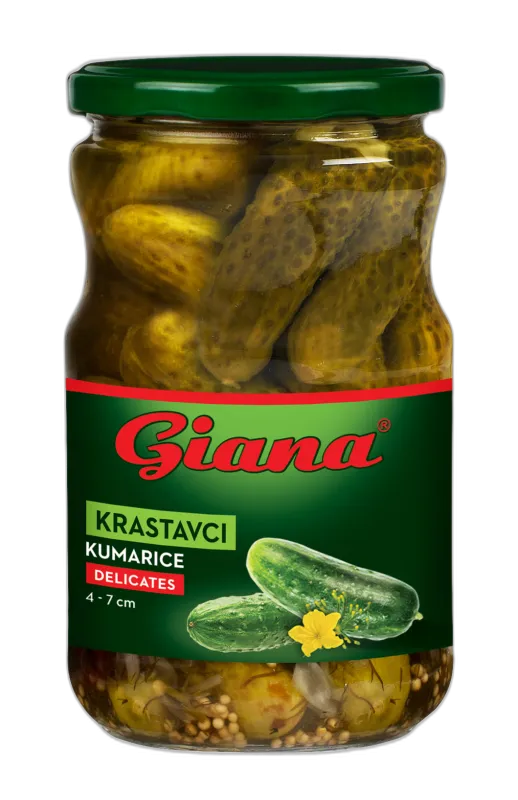 Gherkins in sweet-sour brine 4-7cm 670/360g, Giana