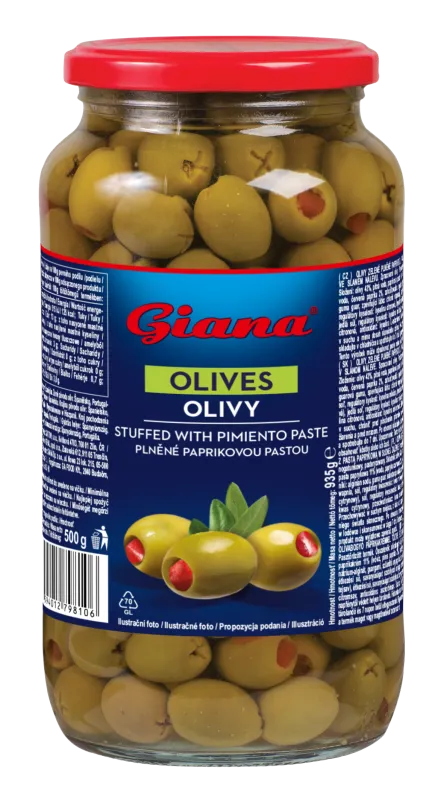 Green olives with pimiento paste 935/500g, Giana