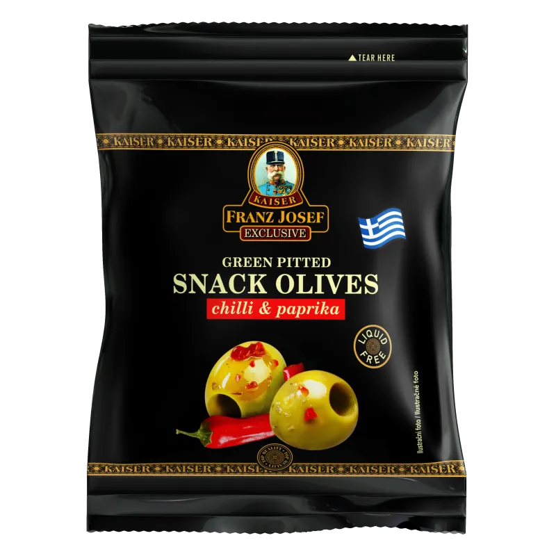 Green olives Chalkidiki pitted marinated with chilli and paprika 70g, FJK