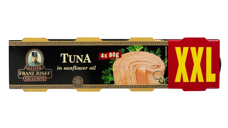 Tuna solid in sunflower oil XXL 4x80/52g, FJK