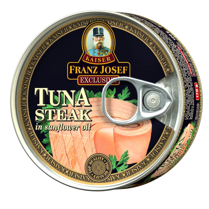 Tuna yellowfin steak in sunflower oil 170/120g, FJK